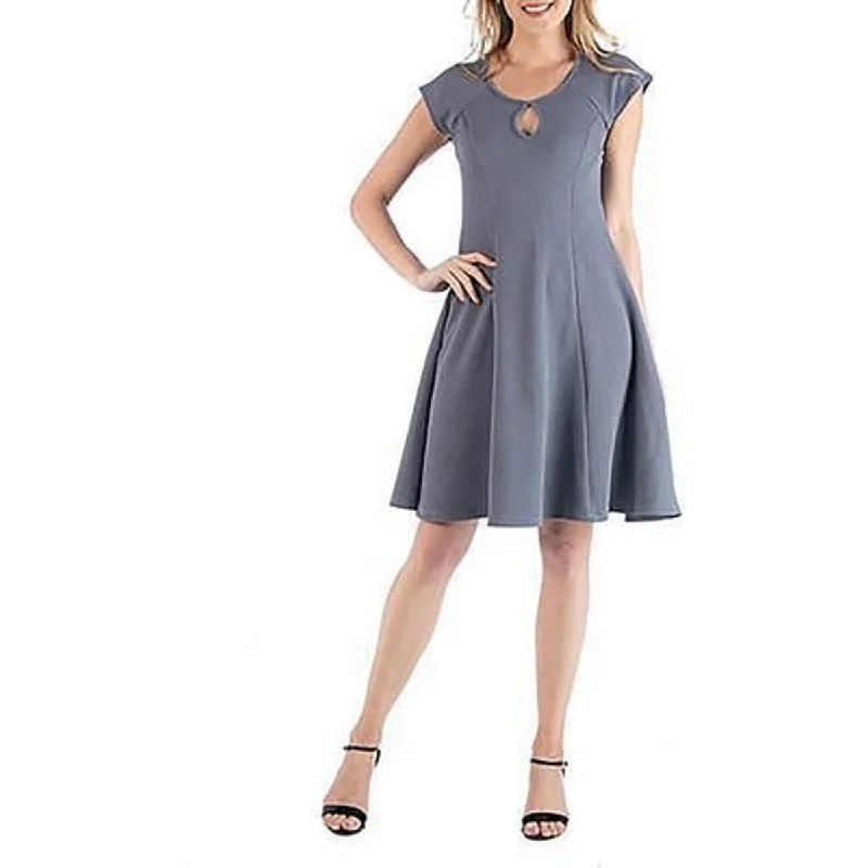 24seven Comfort Apparel Womens Plus Textured Knee Length Midi Dress