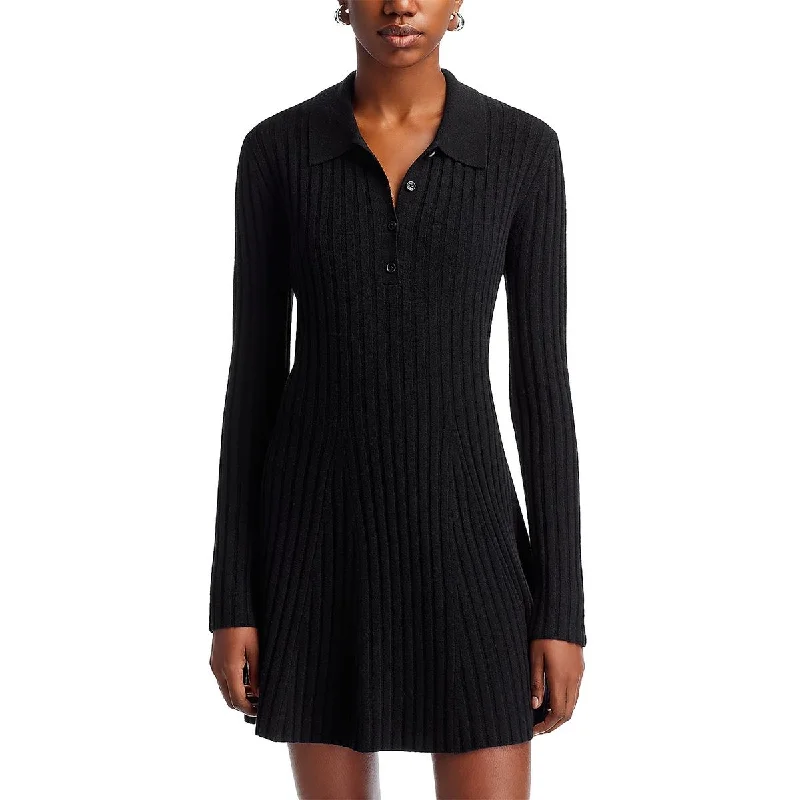 French Connection Womens Ribbed Collar Sweaterdress