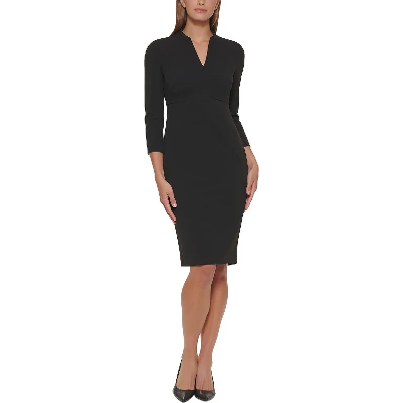 Calvin Klein Womens Petites Split Hem Above Knee Sheath Dress