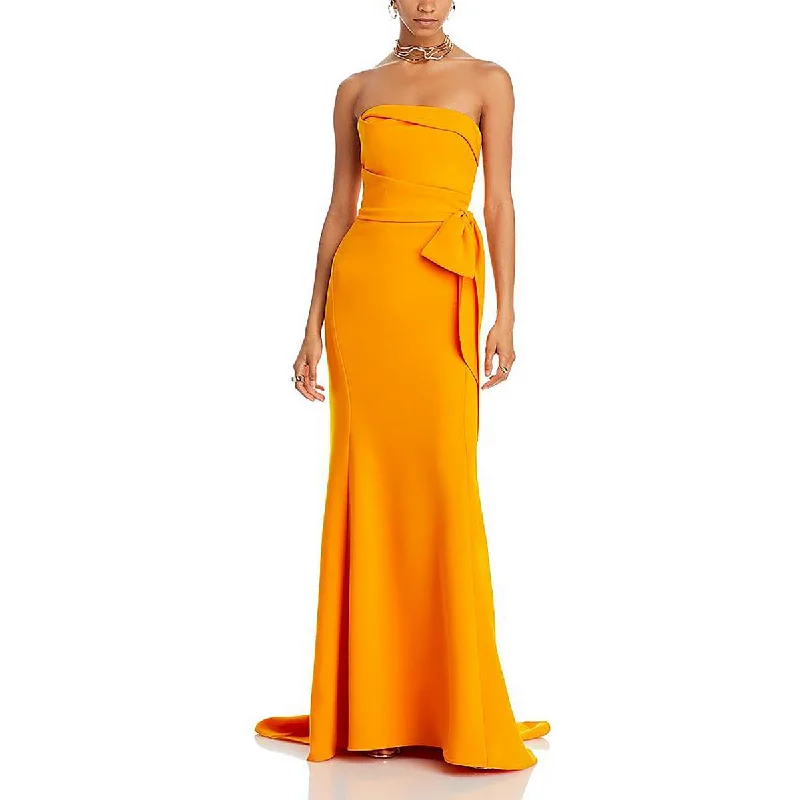 Amsale Womens Strapless Long Evening Dress