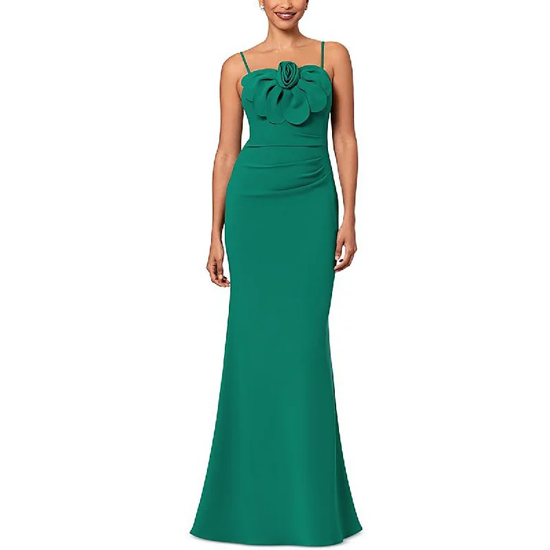 Betsy & Adam Womens Rosette Strapless Evening Dress