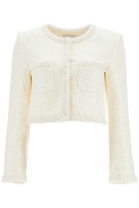 Bouclã© Jacket With Pearls And  - White