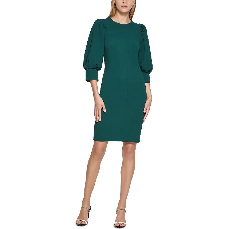 Calvin Klein Womens Gathered Above Knee Sheath Dress