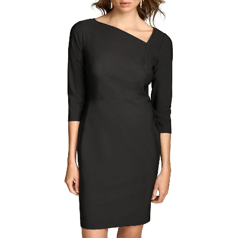 Donna Karan Womens Asymmetric Mini Sheath Dress