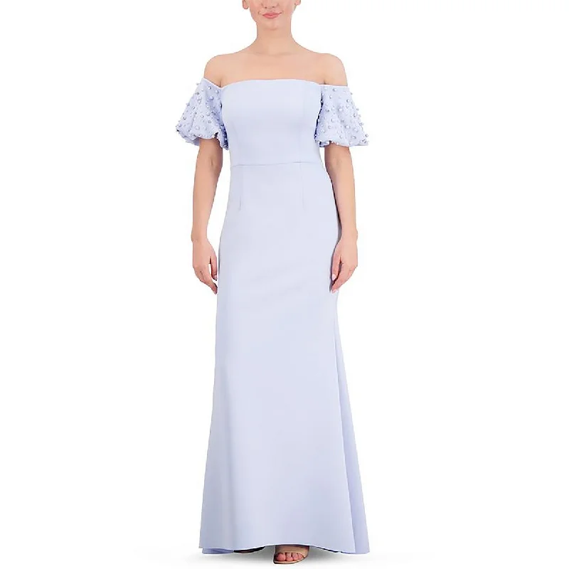 Eliza J Womens Petites Off-The-Shoulder Maxi Evening Dress