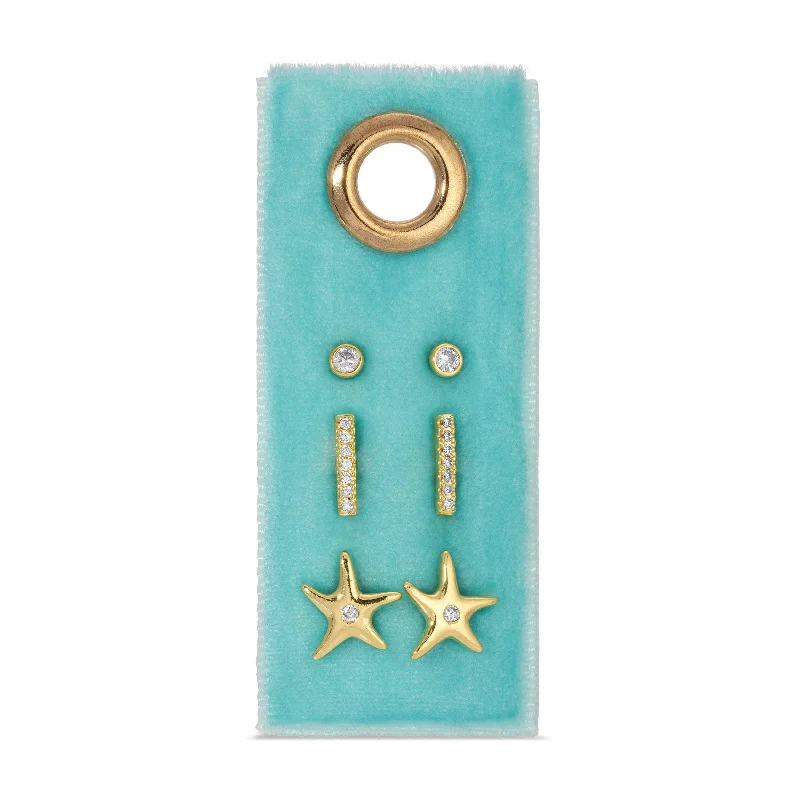 Starfish Velvet Set/3 Stud Gift Set