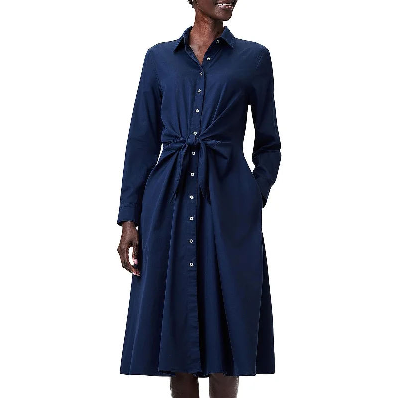 Nic + Zoe Womens Midi Front Tie Shirtdress