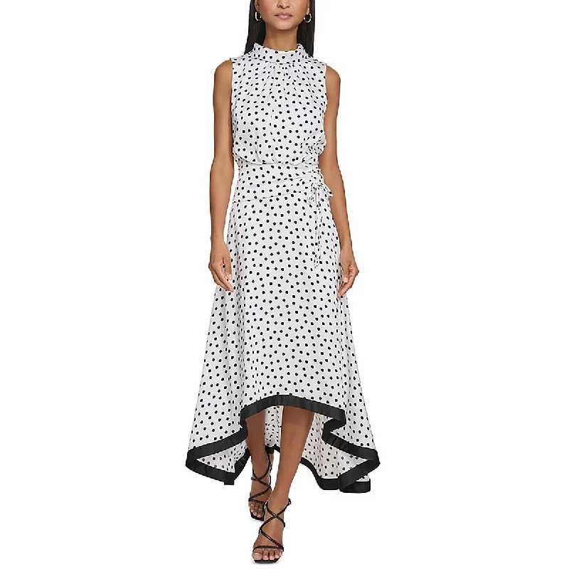 Karl Lagerfeld Paris Womens Hi-Low Polkadot Maxi Dress