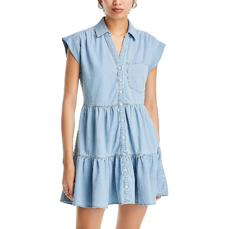 Veronica Beard Womens Trisha Dress Collared Mini Shift Dress