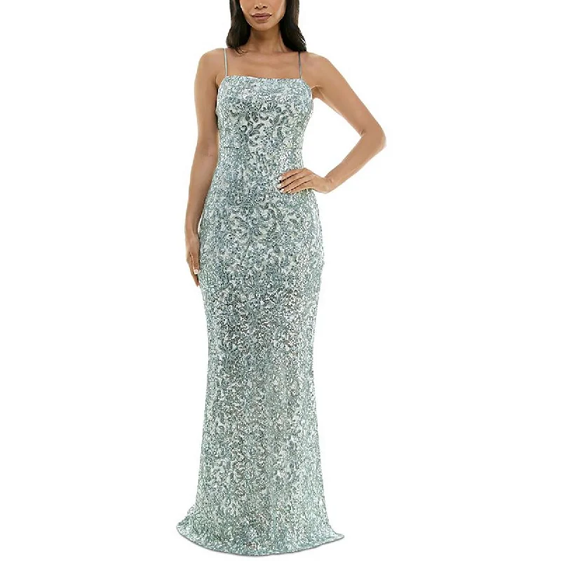 Emerald Sundae Womens Juniors Lace Sequined Evening Dress