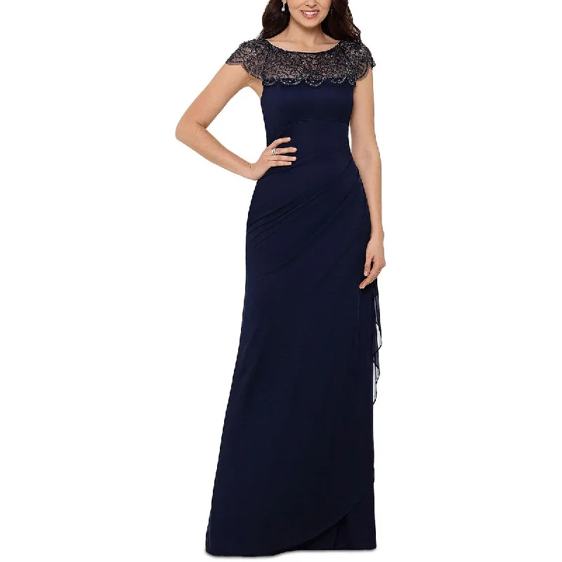 Xscape Womens Drapey Long Evening Dress