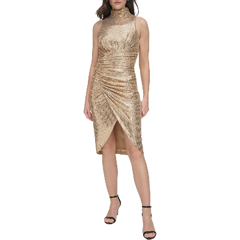 Vince Camuto Womens Sequined Midi Sheath Dress