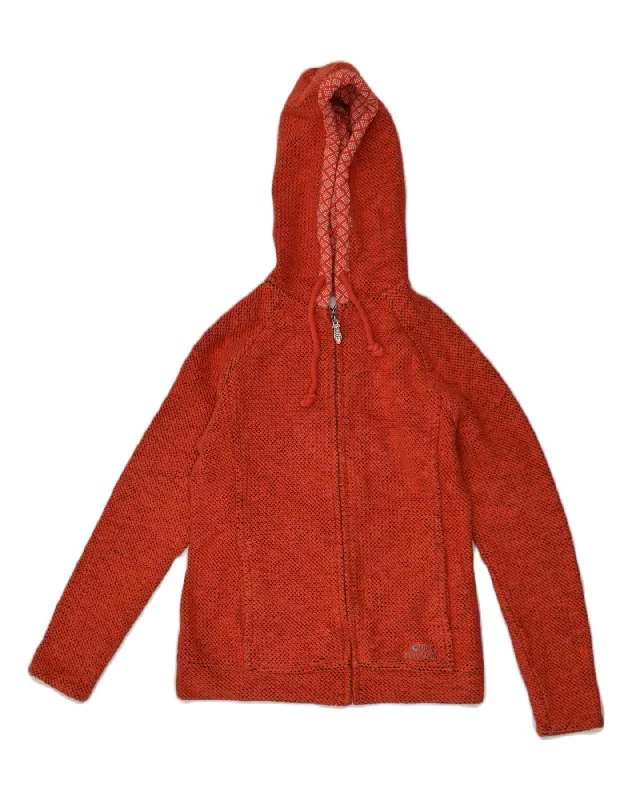 WEIRD FISH Womens Zip Hoodie Sweater UK 8 Small  Red Cotton