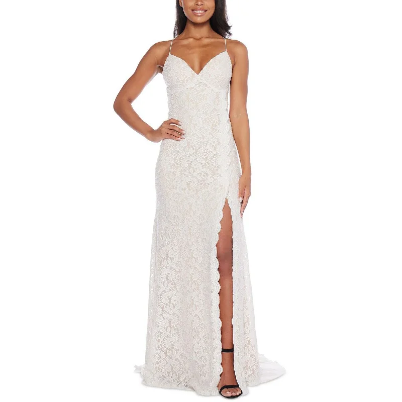 B. Darlin Womens Juniors Lace Glitter Evening Dress