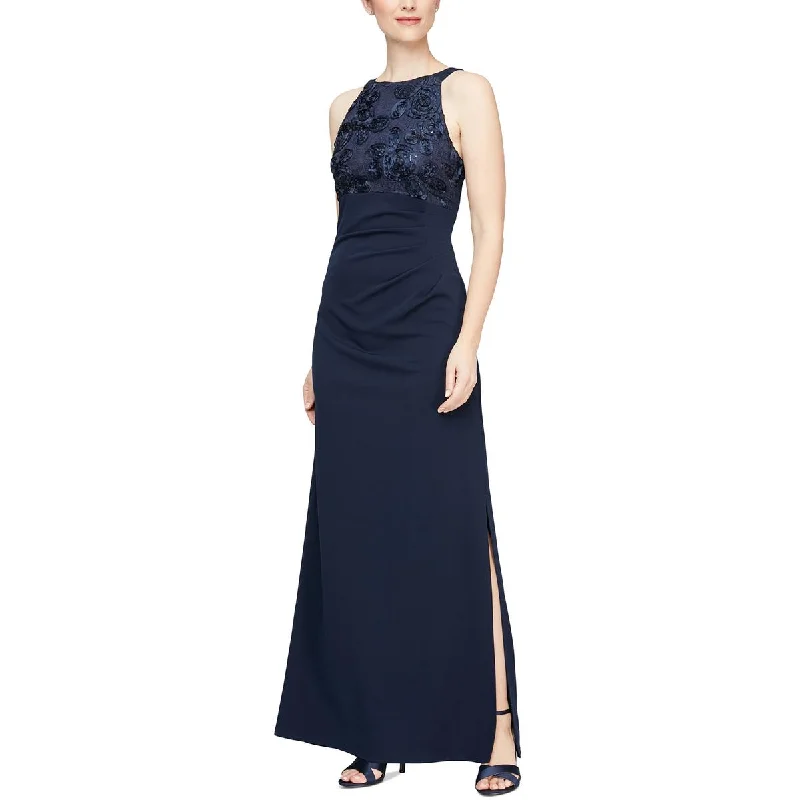 SLNY Womens Petites Soutache Long Evening Dress