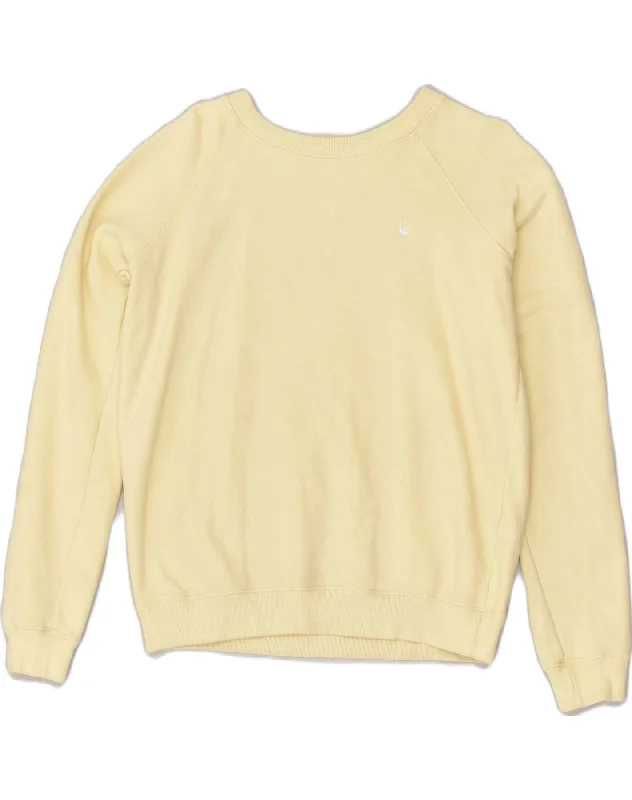 JACK WILLS Womens Crew Neck Jumper Sweater UK 10 Small Yellow Cotton