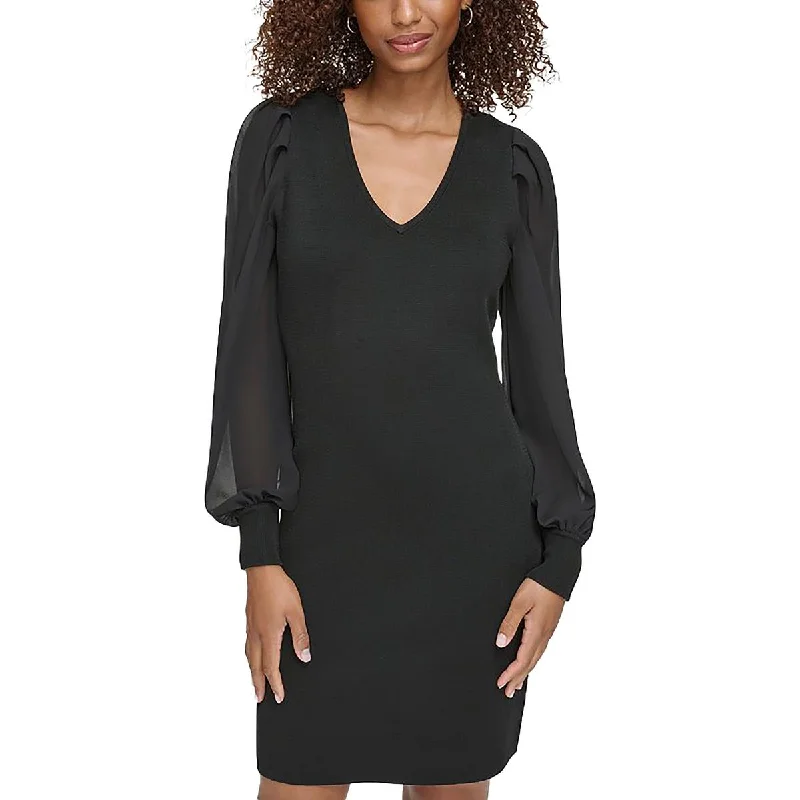 Karl Lagerfeld Womens V Neck Mini Sheath Dress