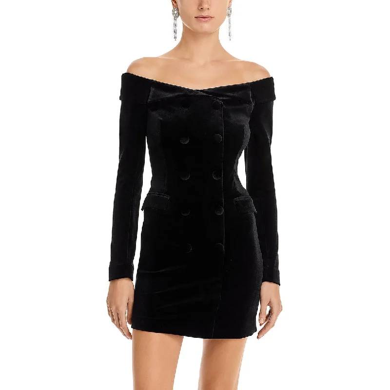 L'Agence Womens Micaela Velvet Off-The-Shoulder Cocktail And Party Dress