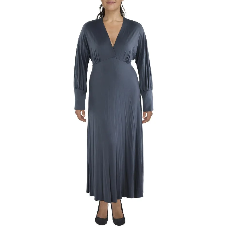 24seven Comfort Apparel Womens Plus Knit Long Sleeves Maxi Dress