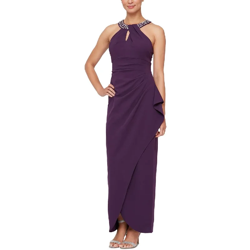 SLNY Womens Embellished Long Evening Dress