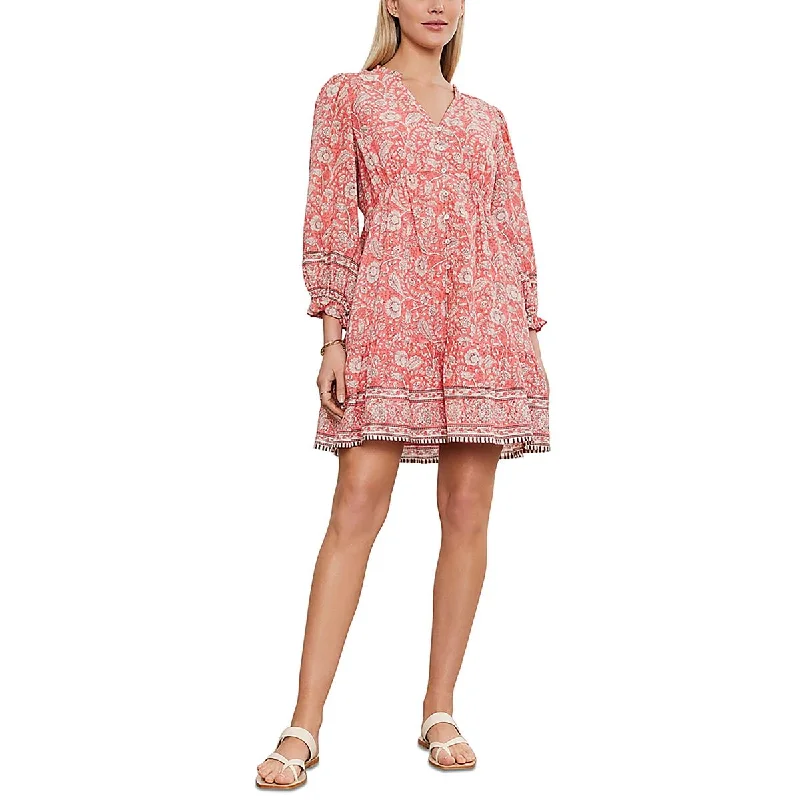 VELVET BY GRAHAM & SPENCER Womens Floral Mini Shirtdress