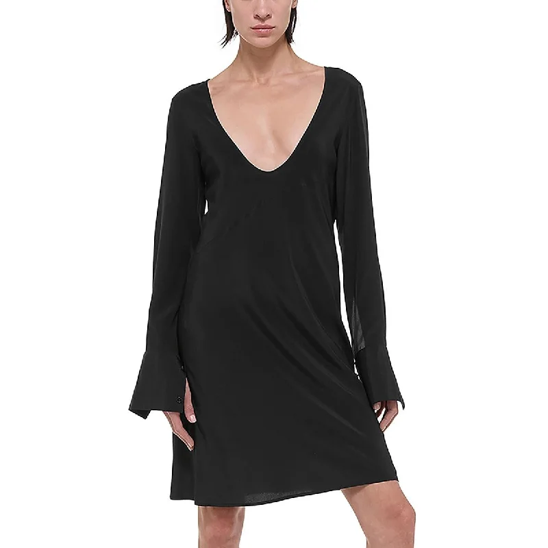 Helmut Lang Womens Silk Above Knee Shift Dress