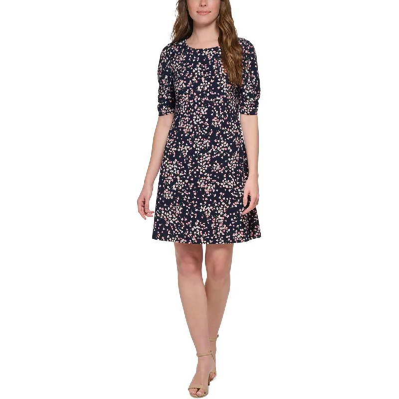 Tommy Hilfiger Womens Mini Floral Print Shift Dress