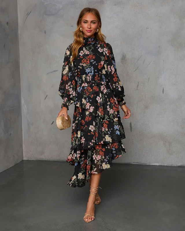 Flower Market Floral Print Midi Dress