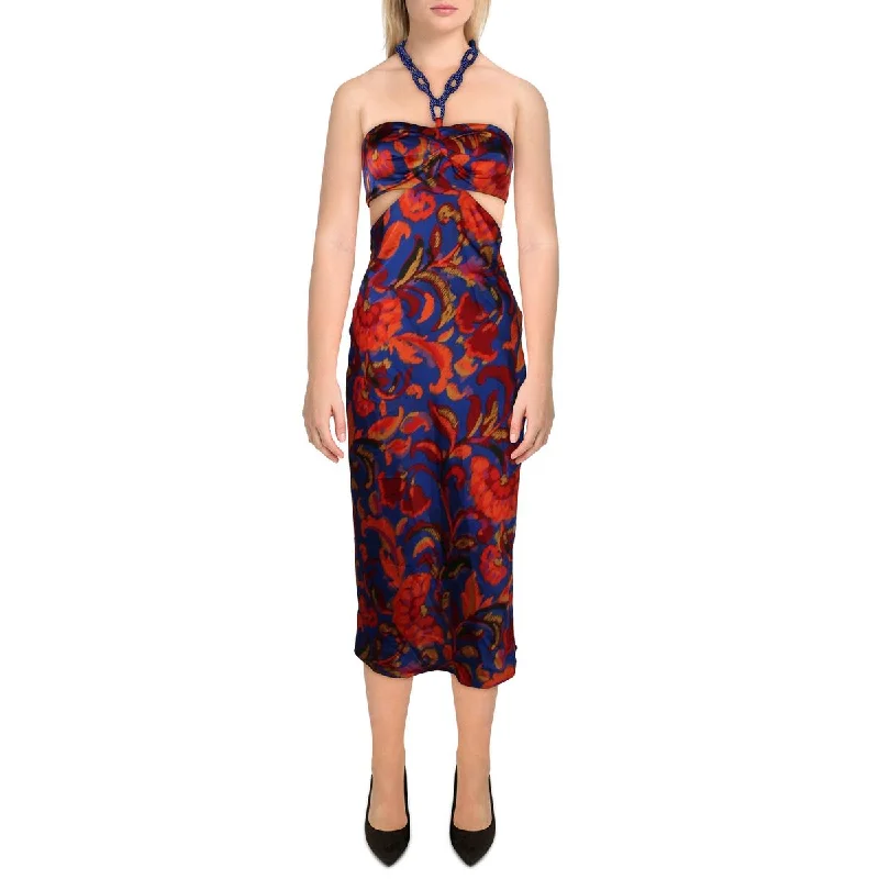 Marciano Womens Betty Printed Cut-Out Halter Dress