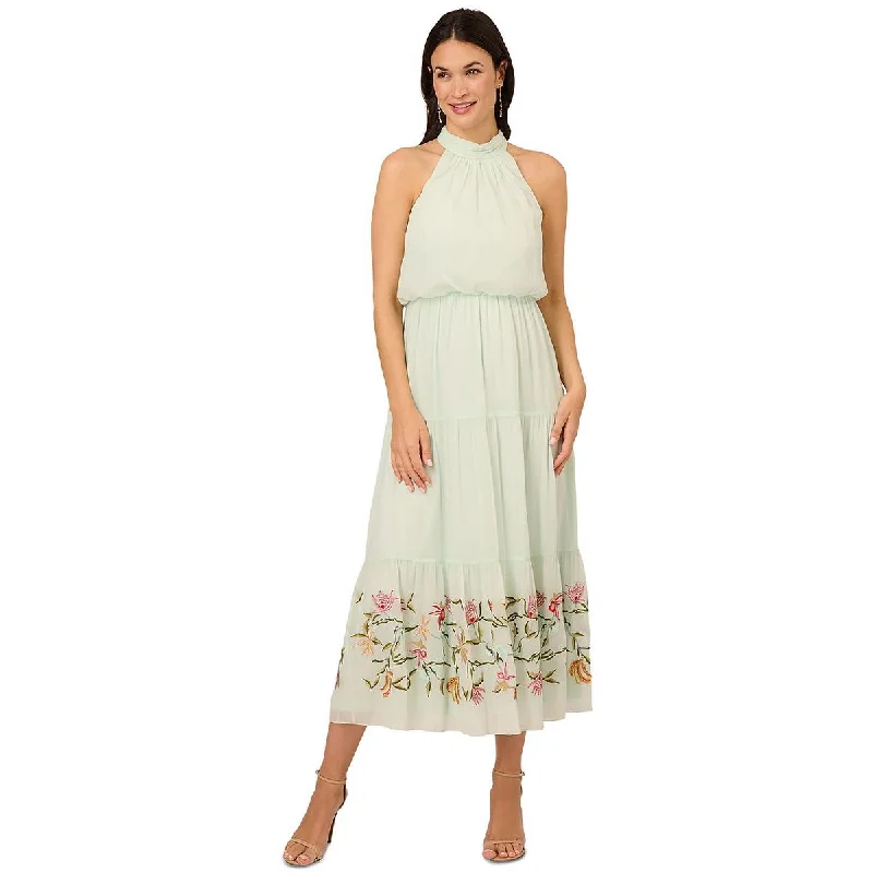 Adrianna Papell Womens Chiffon Embellished Maxi Dress