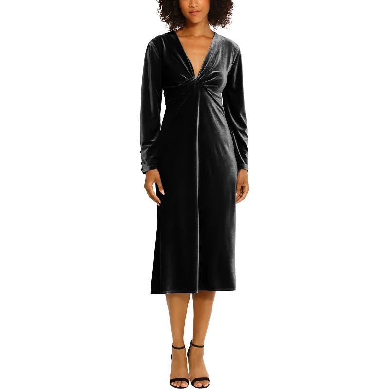 Maggy London Womens Velvet Midi Cocktail and Party Dress