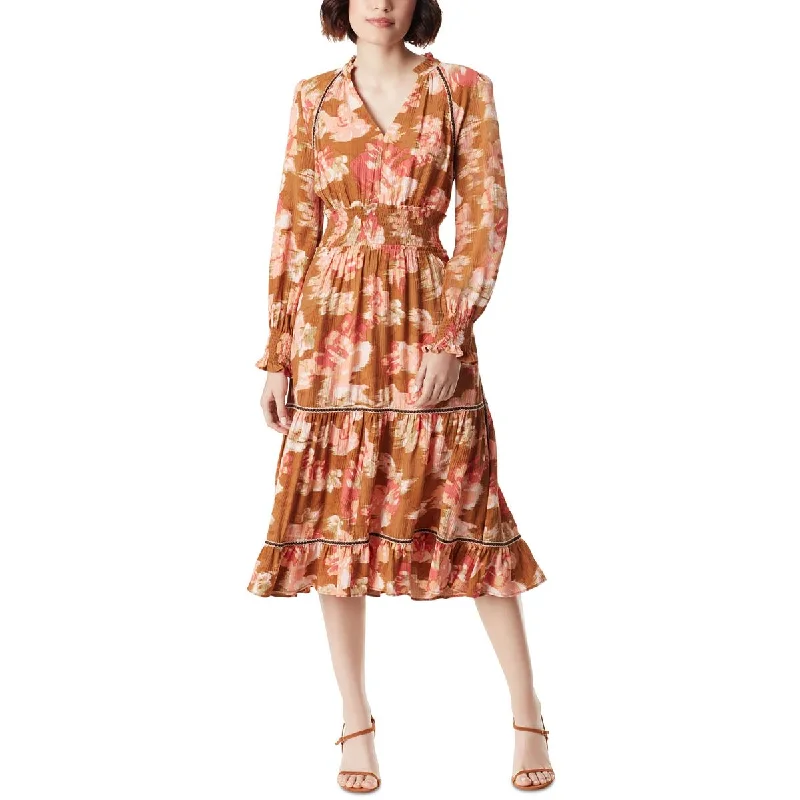 Sam Edelman Womens Tiered Floral Print Fit & Flare Dress