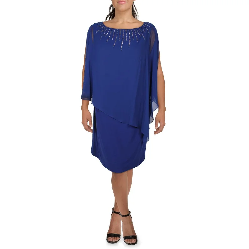 X by Xscape Womens Plus Chiffon Knee-Length Cocktail And Party Dress