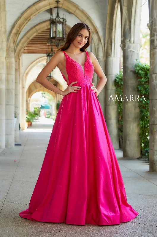 Amarra 87309 Size 2 Long A Line V Neck Prom Dress Pockets Backless Formal Ball Gown