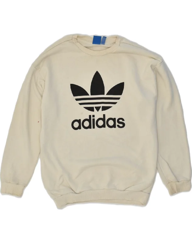 ADIDAS Womens Graphic Sweatshirt Jumper UK 10 Small White Cotton