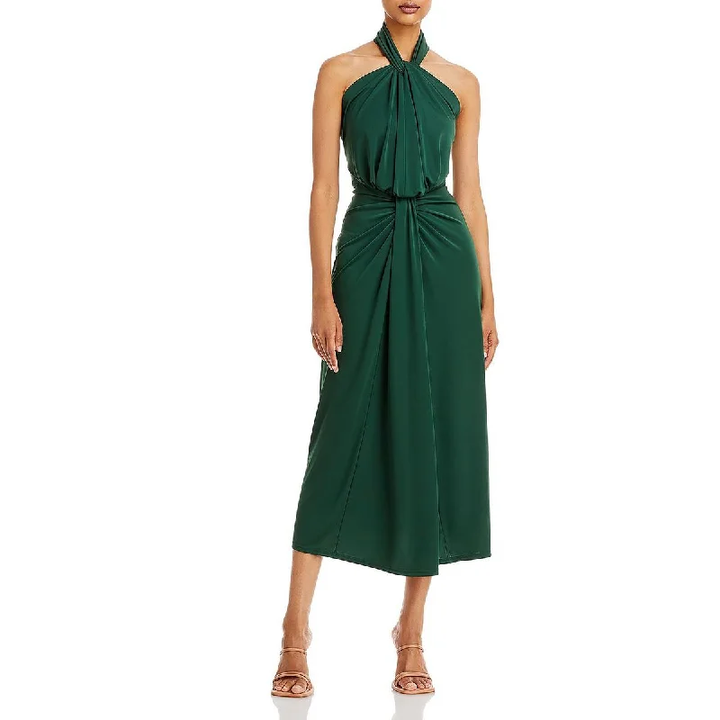 Cinq a Sept Womens Kaily Gathered Midi Halter Dress