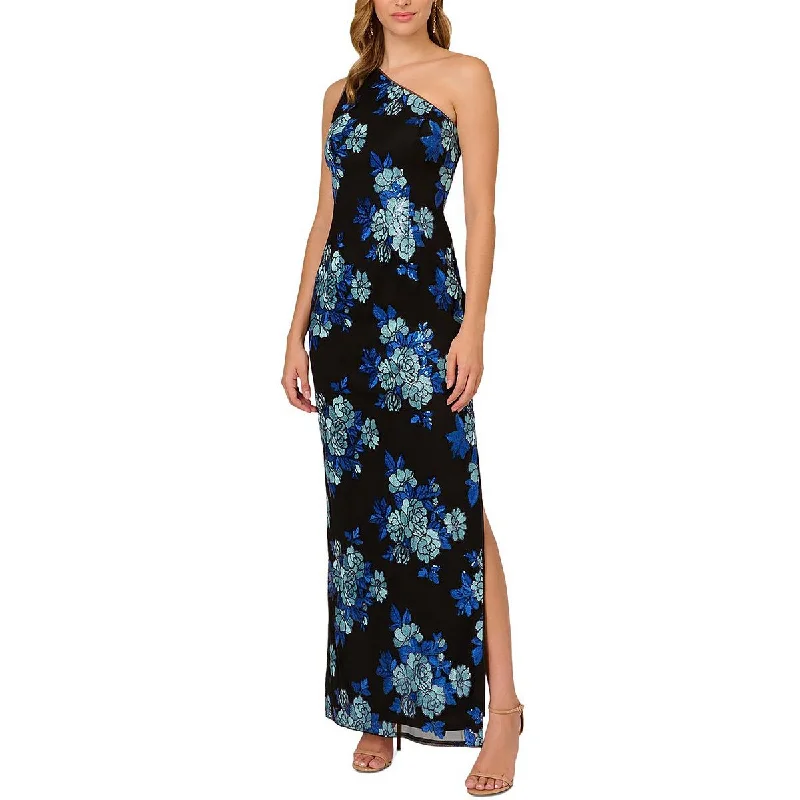 Adrianna Papell Womens Embroidered Maxi Evening Dress