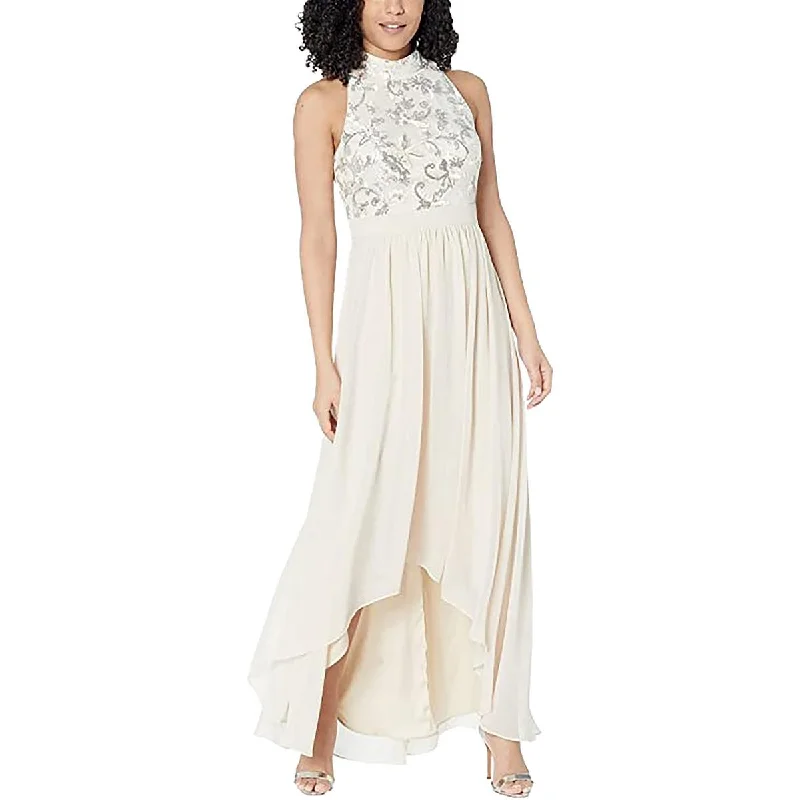 Vince Camuto Womens Chiffon Sequin Evening Dress