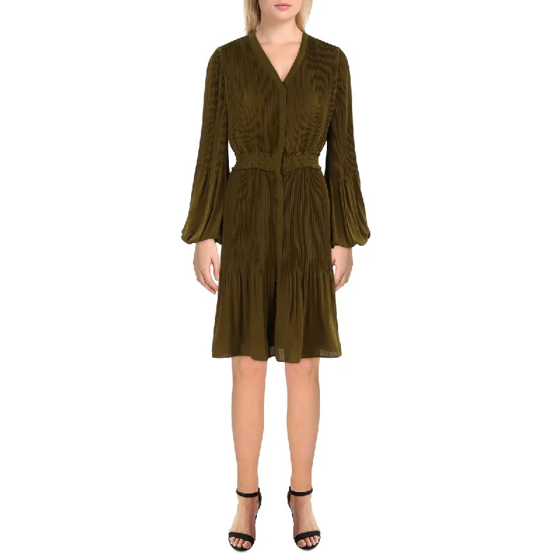 Nanette Nanette Lepore Womens Smocked Midi Shirtdress