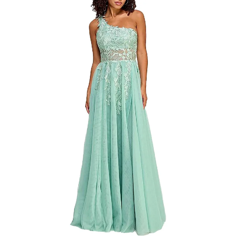 TLC Say Yes To The Prom Womens Juniors Rhinestone Illusion Evening Dress