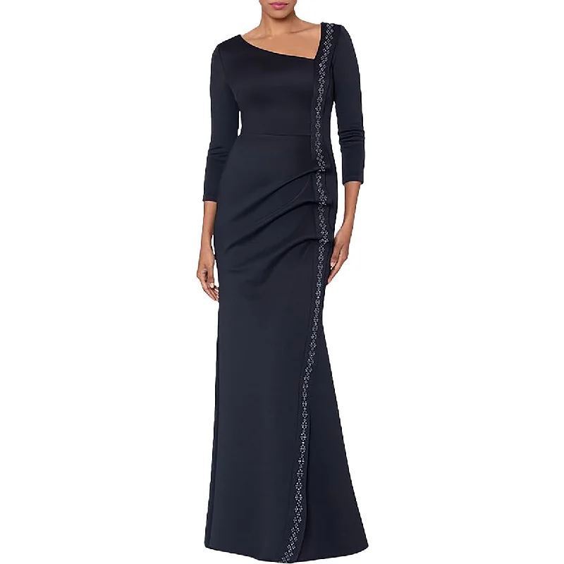 Xscape Womens Beaded Ruffled Evening Dress