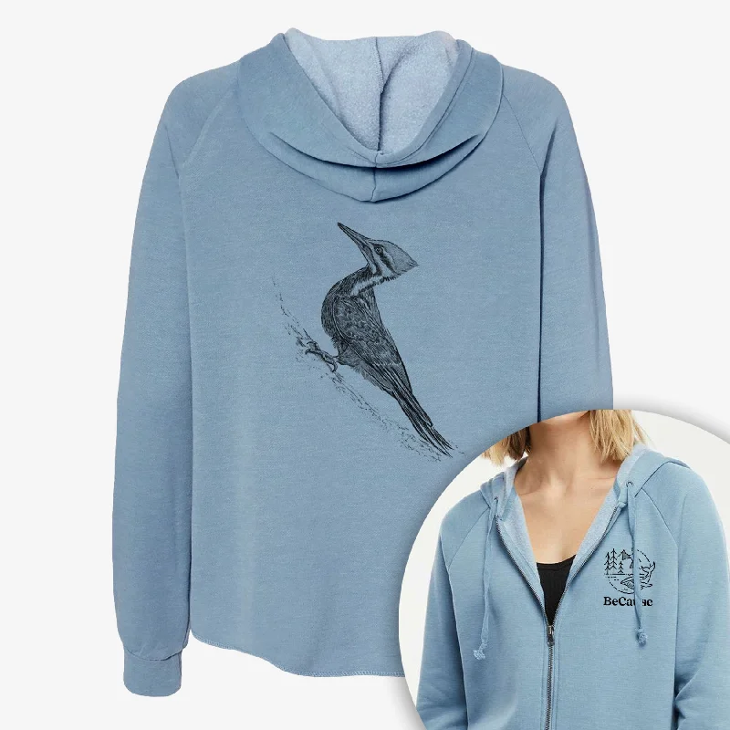 Pileated Woodpecker - Dryocopus pileatus - Women's Cali Wave Zip-Up Sweatshirt