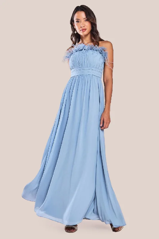 Savings Galore Goddiva Bridesmaids Chiffon Maxi Dress - Blue