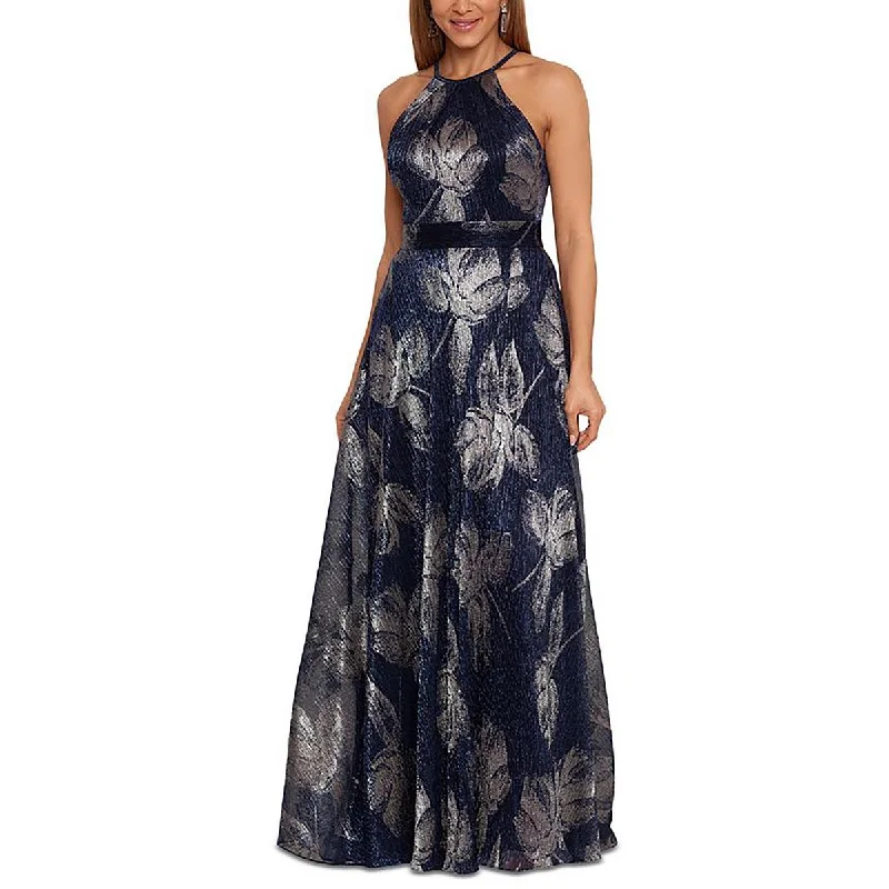 Betsy & Adam Womens Full Length Metallic Evening Dress