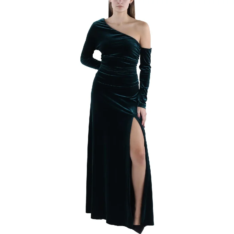 Donna Karan Womens Velvet One Shoulder Evening Dress