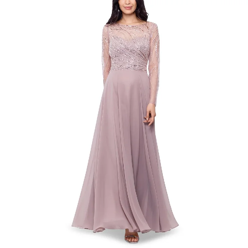 Xscape Womens Sequined Chiffon Evening Dress