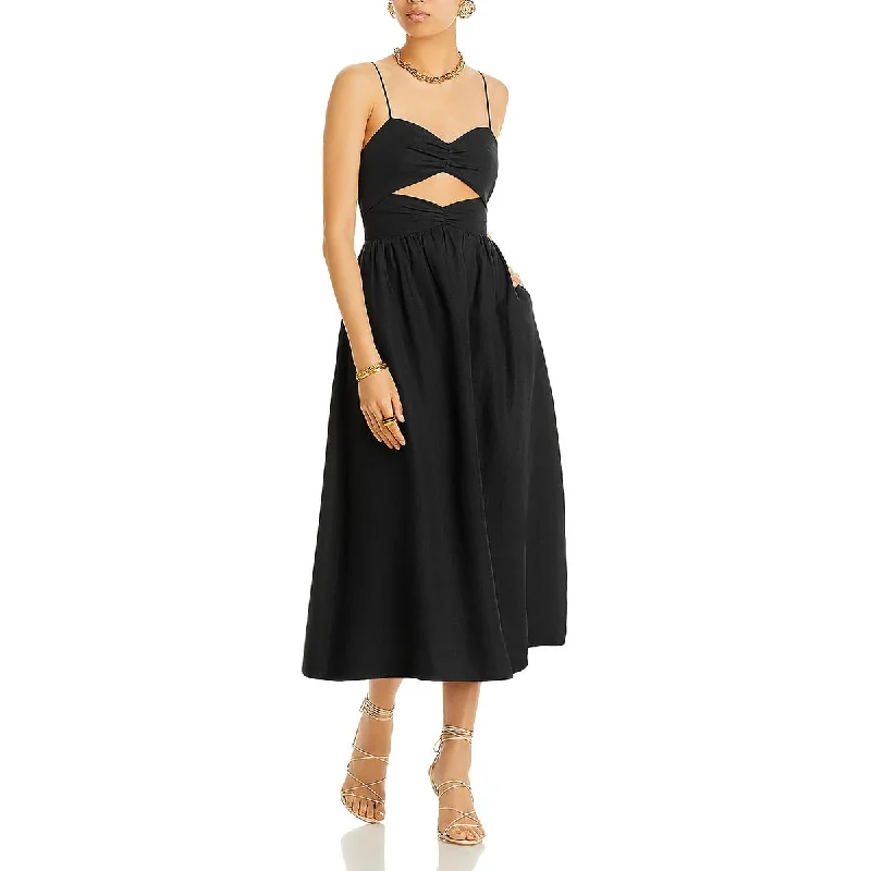 Rhode Womens Below Knee Cutout Midi Dress