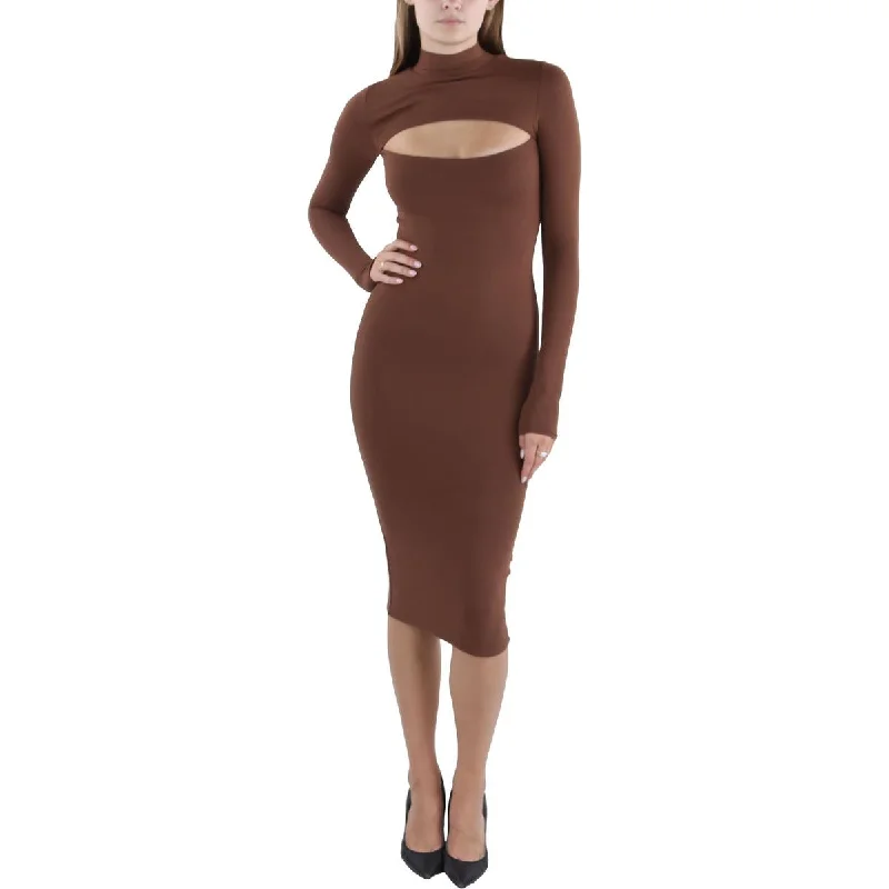 Bar III Womens Cut-Out Mock Neck Midi Dress