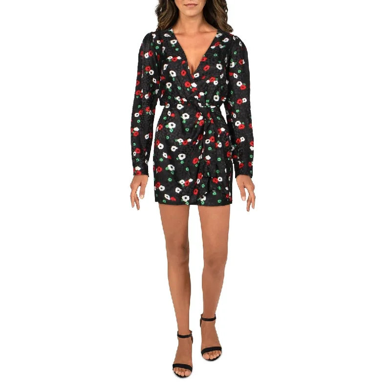 The Kooples Womens Floral Mini Wrap Dress