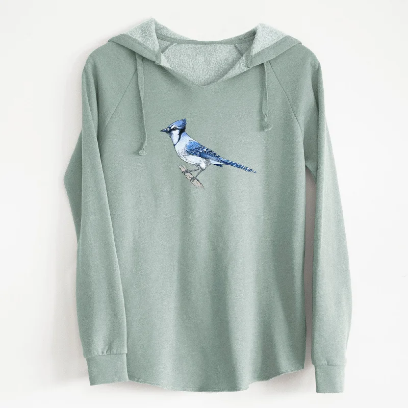 Vibrant Blue Jay - Cyanocitta cristata - Cali Wave Hooded Sweatshirt